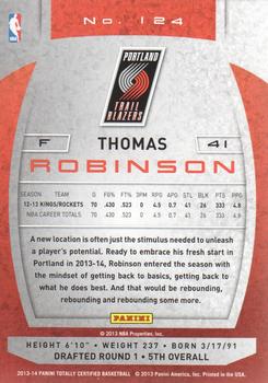 2013-14 Panini Totally Certified #124 Thomas Robinson Back