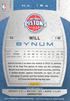 2013-14 Panini Totally Certified #164 Will Bynum Back
