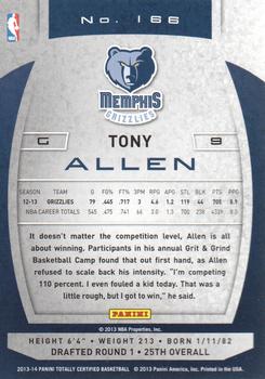 2013-14 Panini Totally Certified #166 Tony Allen Back