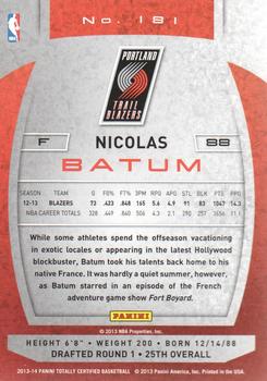 2013-14 Panini Totally Certified #181 Nicolas Batum Back