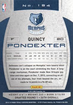 2013-14 Panini Totally Certified #184 Quincy Pondexter Back