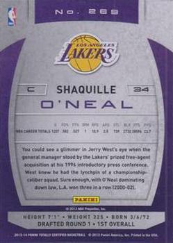2013-14 Panini Totally Certified #269 Shaquille O'Neal Back