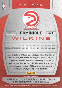 2013-14 Panini Totally Certified #275 Dominique Wilkins Back