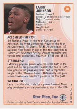 1991 Star Pics #18 Larry Johnson Back
