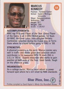 1991 Star Pics #58 Marcus Kennedy Back