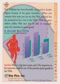 1992 Star Pics #36 Walt Williams Back
