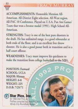 1992 Star Pics #80 Tracy Murray Back