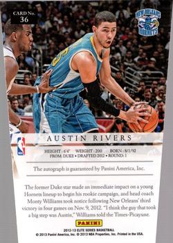 2012-13 Panini Elite Series - Aspirations Die Cut Autographs #36 Austin Rivers Back