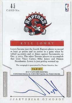 2012-13 Panini Elite Series - Veteran Inscriptions Autographs #45 Kyle Lowry Back