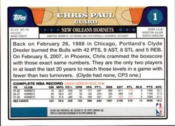 2008-09 Topps #1 Chris Paul Back