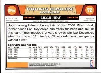 2008-09 Topps #72 Udonis Haslem Back