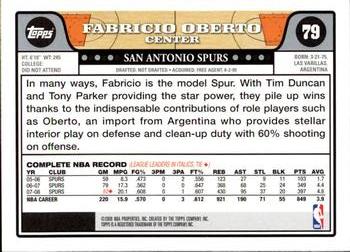 2008-09 Topps #79 Fabricio Oberto Back