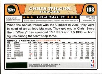 2008-09 Topps #108 Chris Wilcox Back