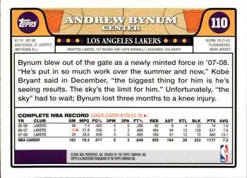 2008-09 Topps #110 Andrew Bynum Back