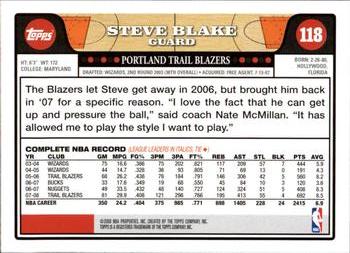2008-09 Topps #118 Steve Blake Back