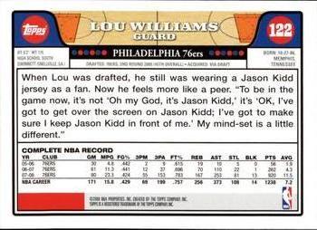 2008-09 Topps #122 Lou Williams Back