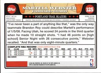 2008-09 Topps #125 Martell Webster Back