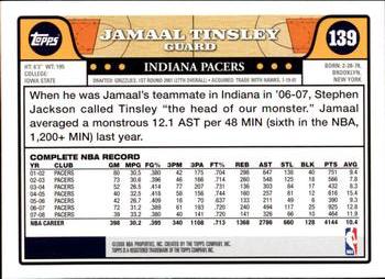 2008-09 Topps #139 Jamaal Tinsley Back