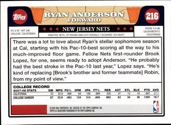 2008-09 Topps #216 Ryan Anderson Back