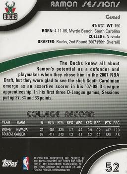 2007-08 Finest #52 Ramon Sessions Back