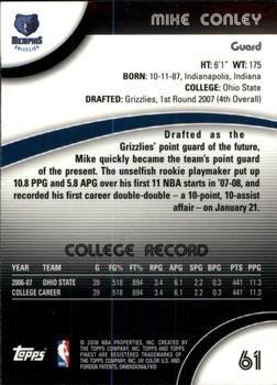 2007-08 Finest #61 Mike Conley Back