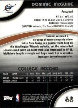 2007-08 Finest #68 Dominic McGuire Back
