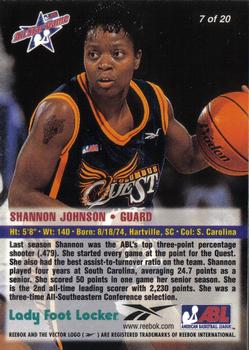 1998 Reebok ABL #7 Shannon Johnson Back