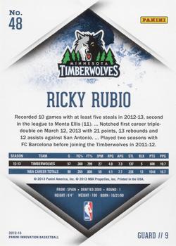 2012-13 Panini Innovation - Platinum #48 Ricky Rubio Back