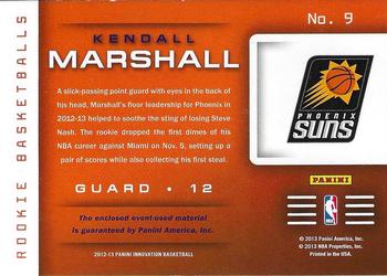 2012-13 Panini Innovation - Rookie Basketballs #9 Kendall Marshall Back