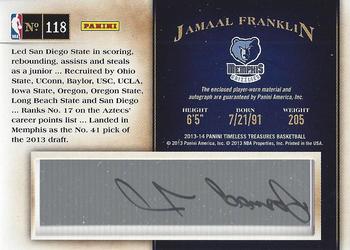 2013-14 Panini Timeless Treasures #118 Jamaal Franklin Back
