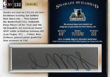 2013-14 Panini Timeless Treasures #132 Shabazz Muhammad Back