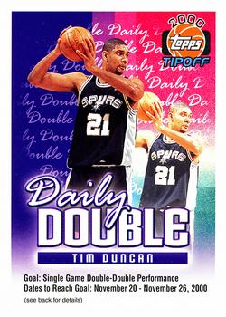 2000-01 Topps Tipoff - Daily Double #NNO Tim Duncan Front