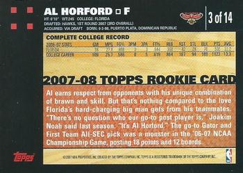 2007-08 Topps - Rookie Set Orange #3 Al Horford Back