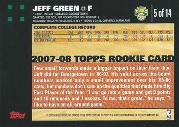 2007-08 Topps - Rookie Set Orange #5 Jeff Green Back
