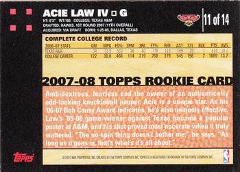 2007-08 Topps - Rookie Set Orange #11 Acie Law IV Back