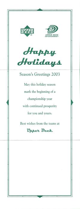 2003 Upper Deck Holiday Season #NNO Happy Holidays Front