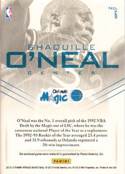 2012-13 Panini Intrigue - First Flight Unis #6 Shaquille O'Neal Back