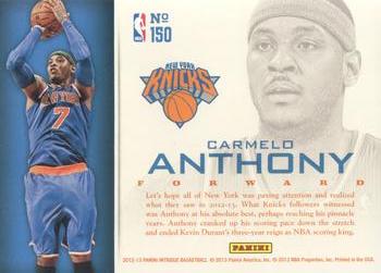 2012-13 Panini Intrigue - Intriguing Players #150 Carmelo Anthony Back