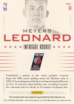 2012-13 Panini Intrigue - Rookie Memorabilia #14 Meyers Leonard Back