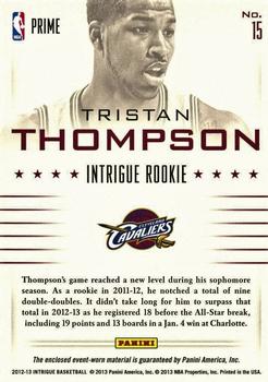 2012-13 Panini Intrigue - Rookie Memorabilia Prime #15 Tristan Thompson Back