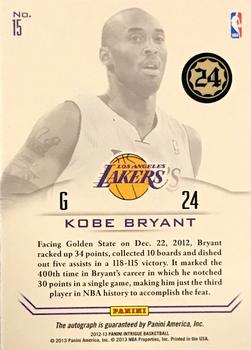 2012-13 Panini Intrigue - Winning Ink #15 Kobe Bryant Back