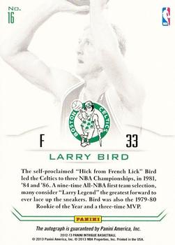 2012-13 Panini Intrigue - Winning Ink #16 Larry Bird Back