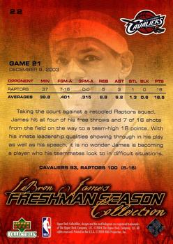 2004 Upper Deck Collectibles LeBron James Freshman Season #22 LeBron James Back