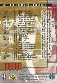 1995-96 Upper Deck The Jordan Collection 3x5 #JC4 Beginnings of a Superstar Back