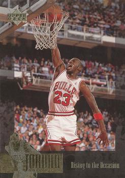 1995-96 Upper Deck The Jordan Collection 3x5 #JC7 Rising to the Occasion Front