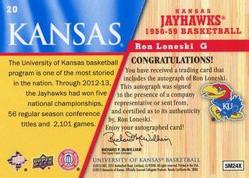2013 Upper Deck University of Kansas - Autographs #20 Ron Loneski Back