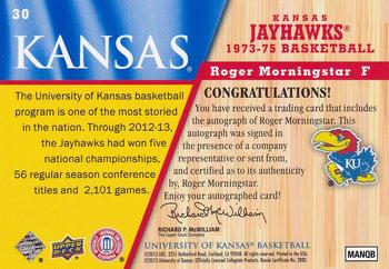 2013 Upper Deck University of Kansas - Autographs #30 Roger Morningstar Back
