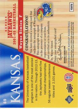 2013 Upper Deck University of Kansas - Autographs #69 Wayne Simien Back