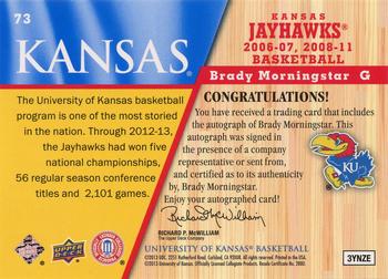 2013 Upper Deck University of Kansas - Autographs #73 Brady Morningstar Back