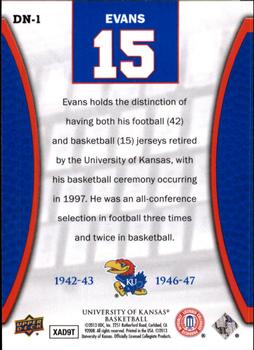 2013 Upper Deck University of Kansas - Distinguished Numbers #DN-1 Ray Evans Back